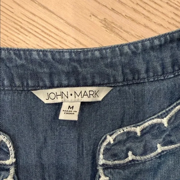 John Mark Allover Embroidered Pullover Top - Plus - Indigo Boho Casual - Picture 3 of 8